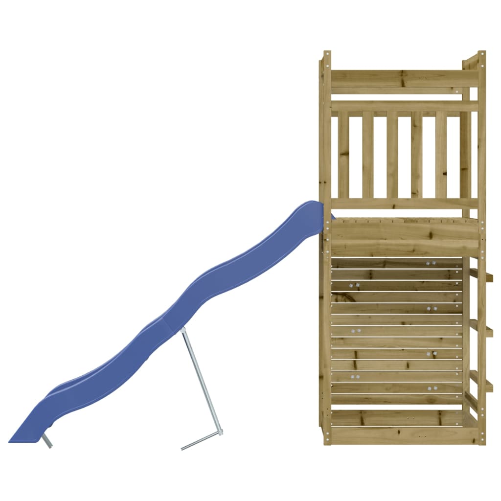 Aire de jeux d'extérieur balançoires toboggan portiques robuste jeux jardin 53 x 267 x 207 cm bois de pin imprégné