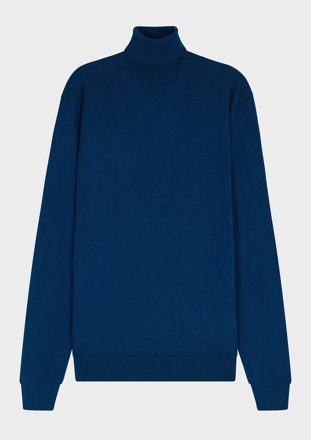 Pull col roulé en laine Mérinos mélangée unie bleu prusse