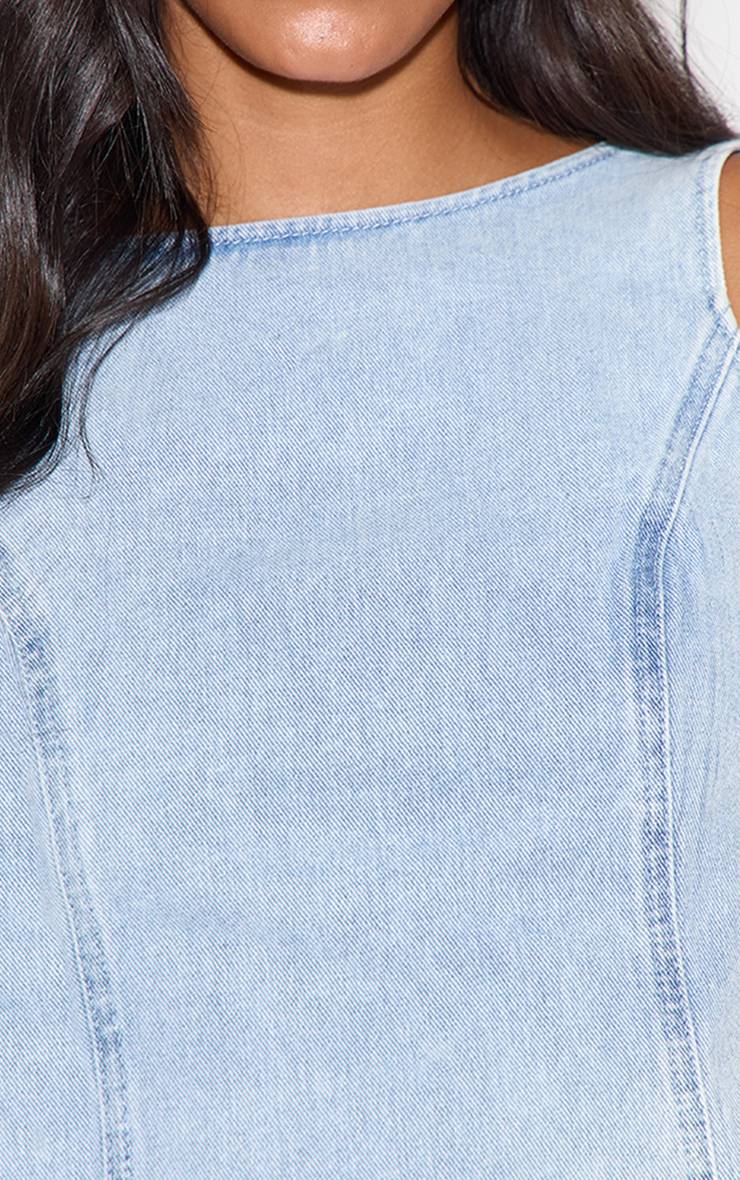 Bleu Clair Top En Denim Sans Manches Crème Beurre Avec Lien Au Dos
