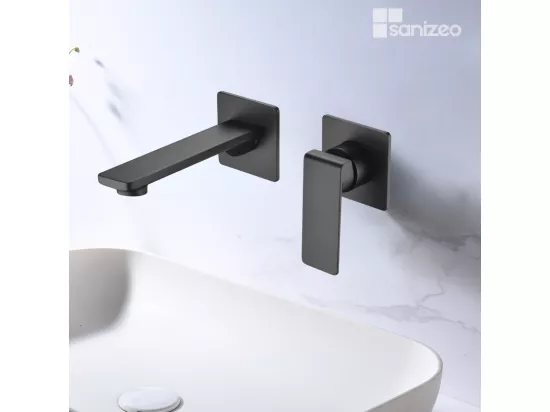 Robinet Mitigeur de Lavabo anti-calcaire Encastré Noir Mat IMEX FIYI GLF016/NG