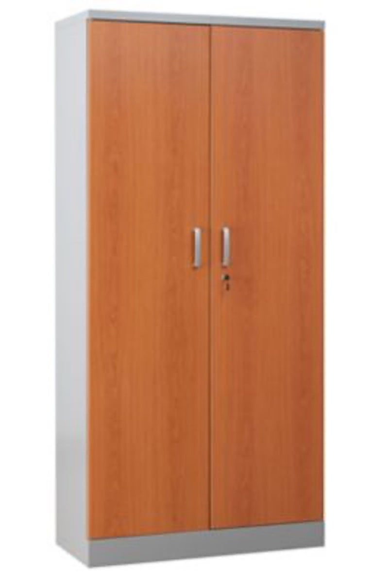 PROREGAL Beetle archiefkast met 4 legplanken, afmetingen (H x B x D): 195 x 92 x 42 cm, zilver & elzenhout
