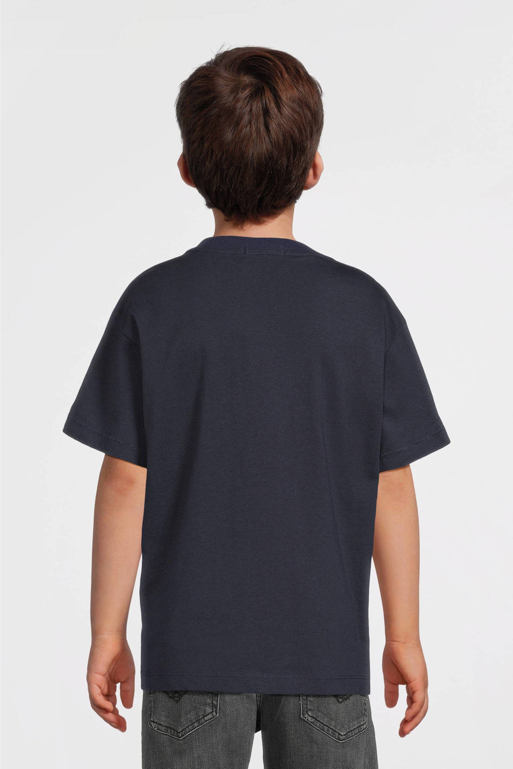 REPLAY T-shirt met printopdruk donkerblauw