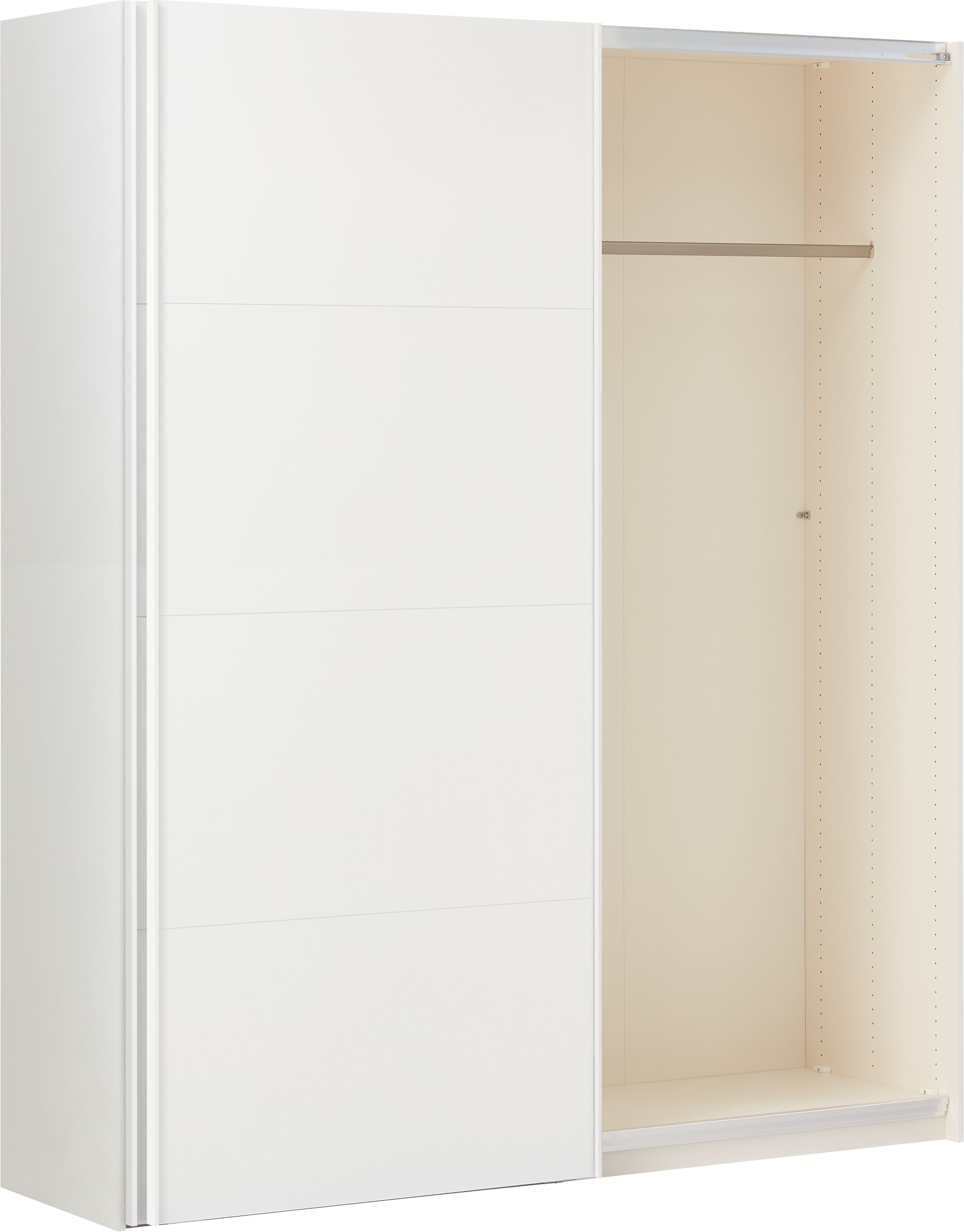 MODUL Schwebetürenschrank - Weiss / B: 202.0 cm x T: 65.0 cm x H: 236.0 cm