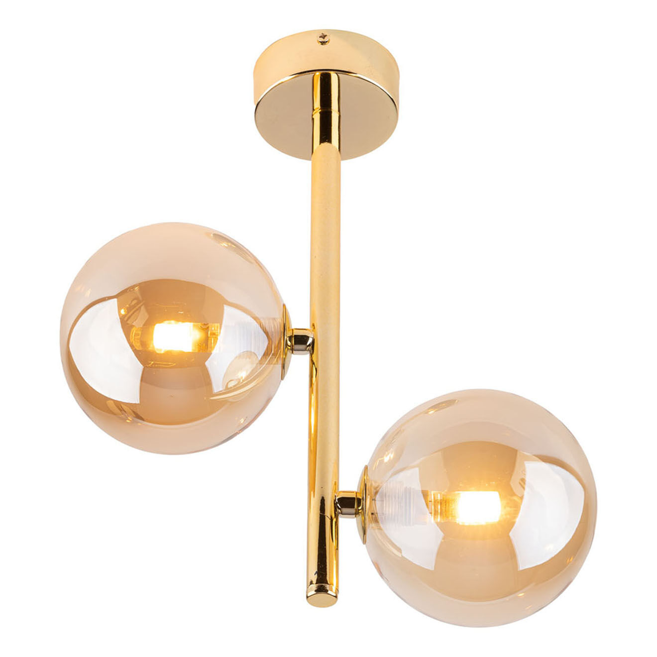 Micadoni Suspension Alioth doré/ambre - 12x27x34 cm