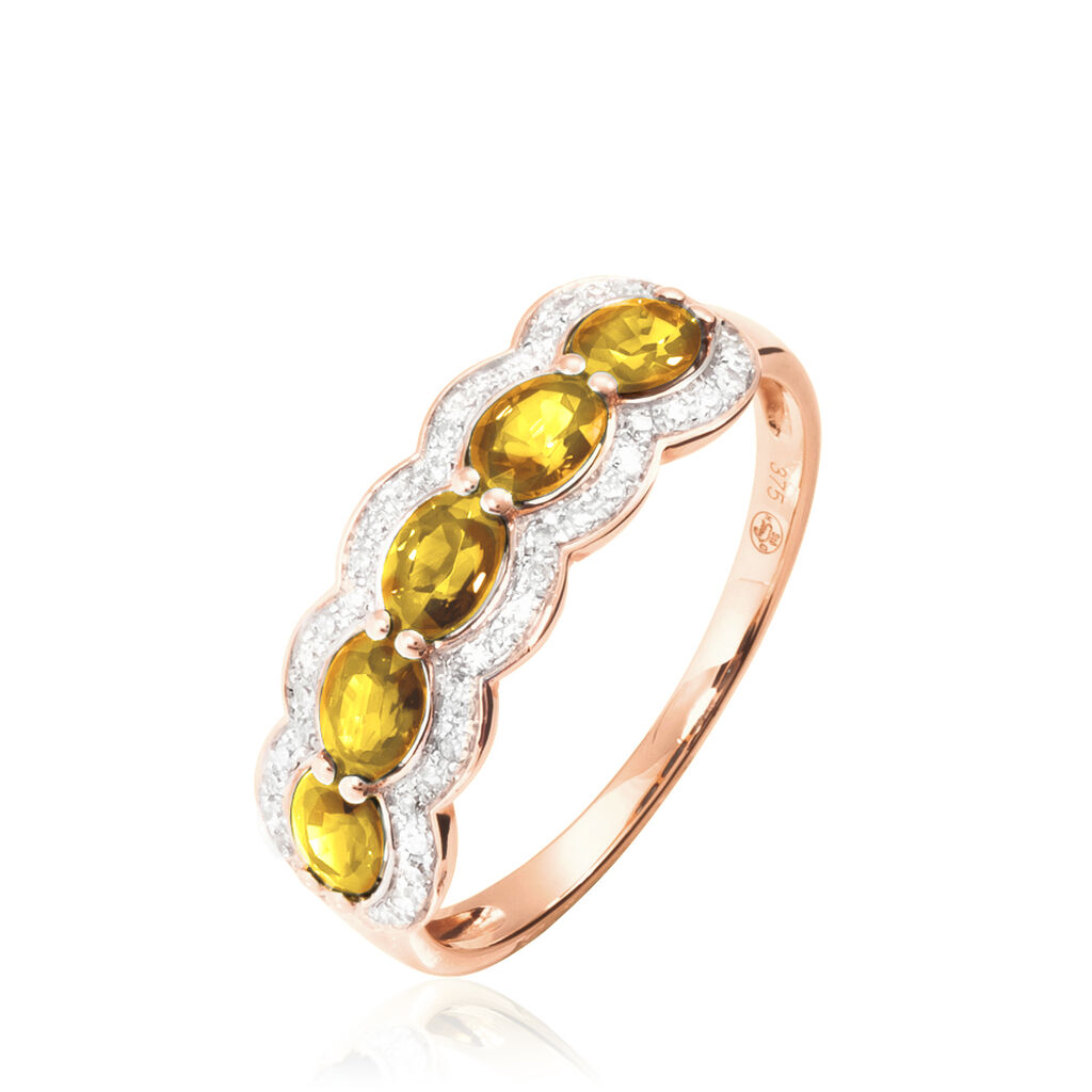 Bague Margaux Or Rose Citrine Et Diamant