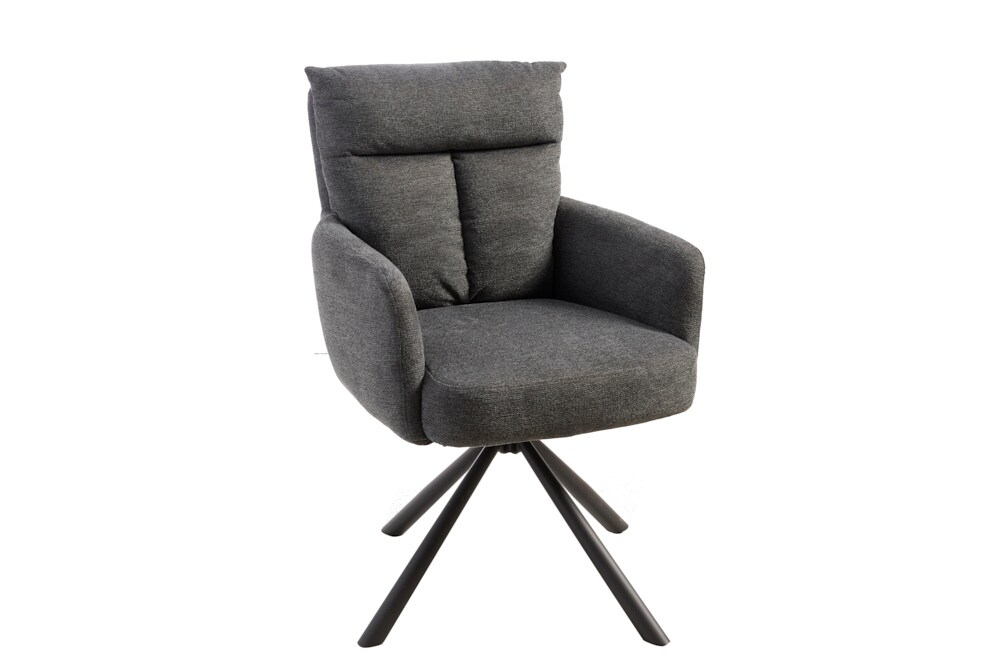 riess-ambiente Stuhl BIG GEORGE - drehbar Retro weiß Bouclé mit Armlehnen Bonellfederkern Esszimmer