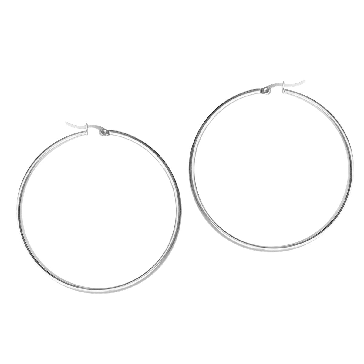 Boucles d'oreilles créoles acier argenté 7cm