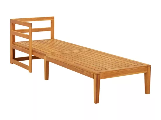 Chaise longue avec 1 accoudoir Blanc crème Bois d'acacia solide