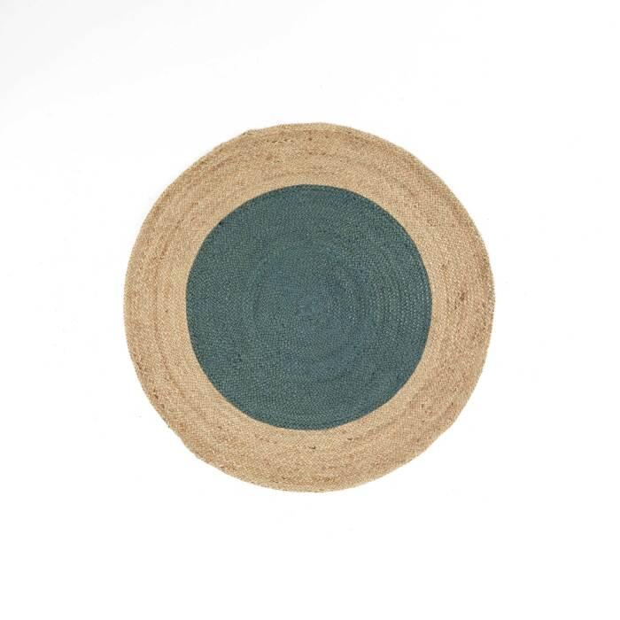 TAPIS ROND D.120CM JUTE BICOLORE NAPOLI BLEU