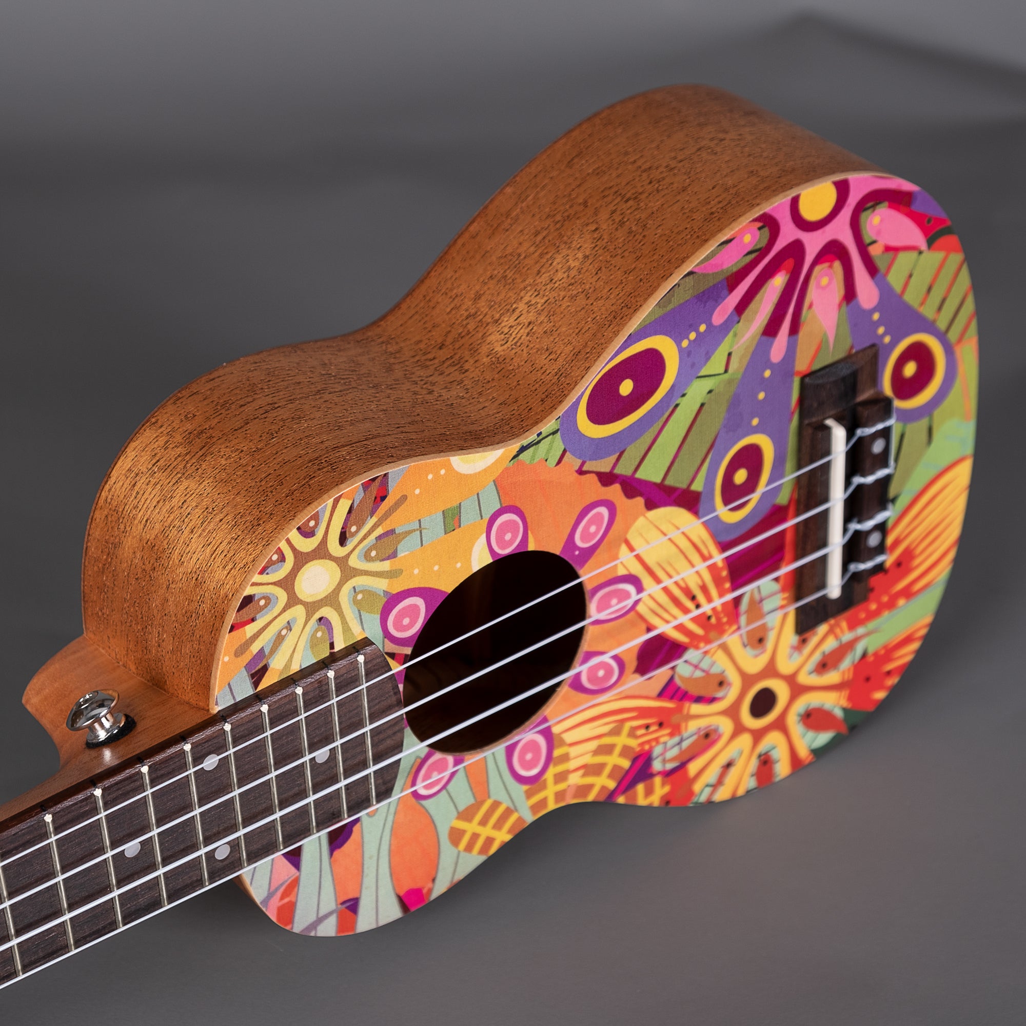 Cascha HH 2603 Art Series Flowers sopraan ukelele massief spar bovenblad met gigbag