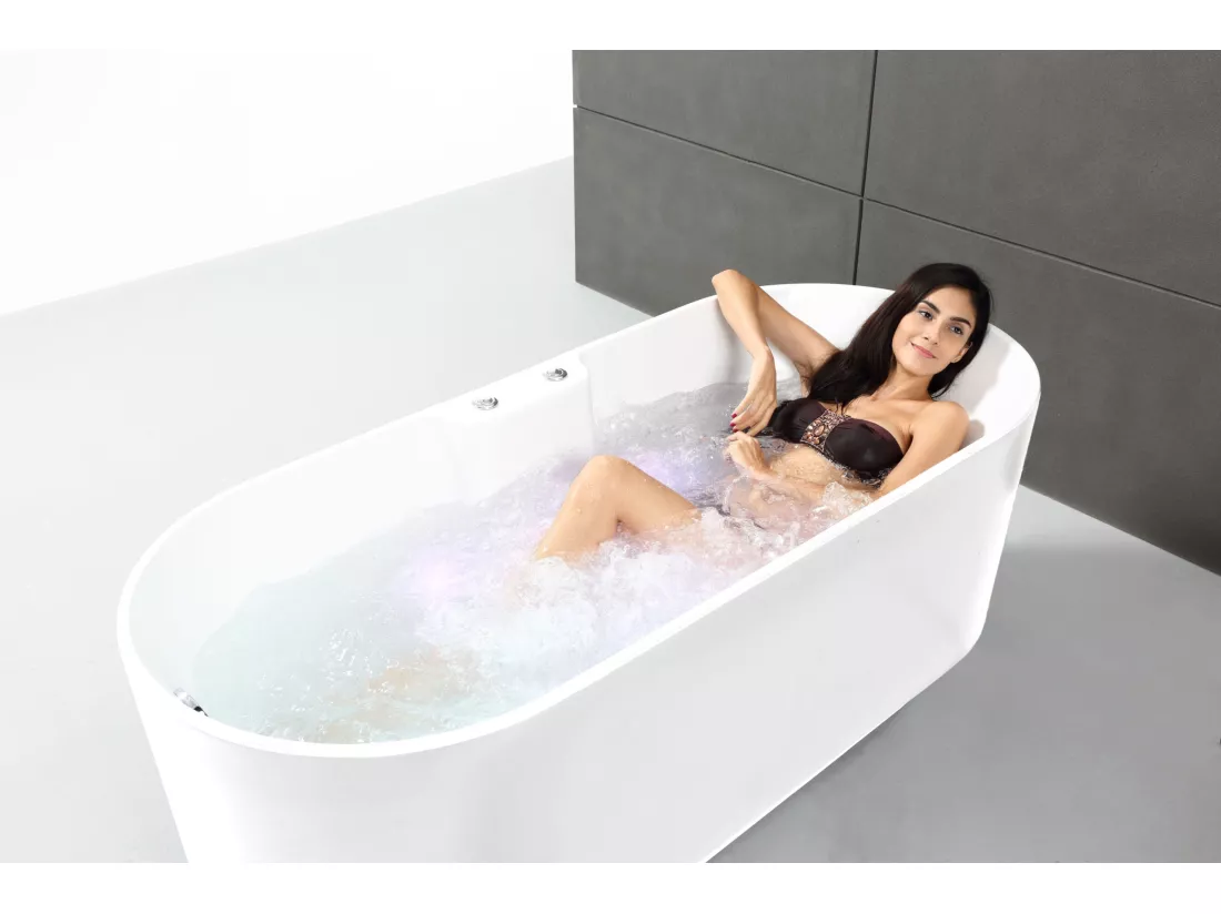 Baignoire Balnéo Îlot UKIO WHITE Bulle L. 175 x l. 75 cm, by SPALINA