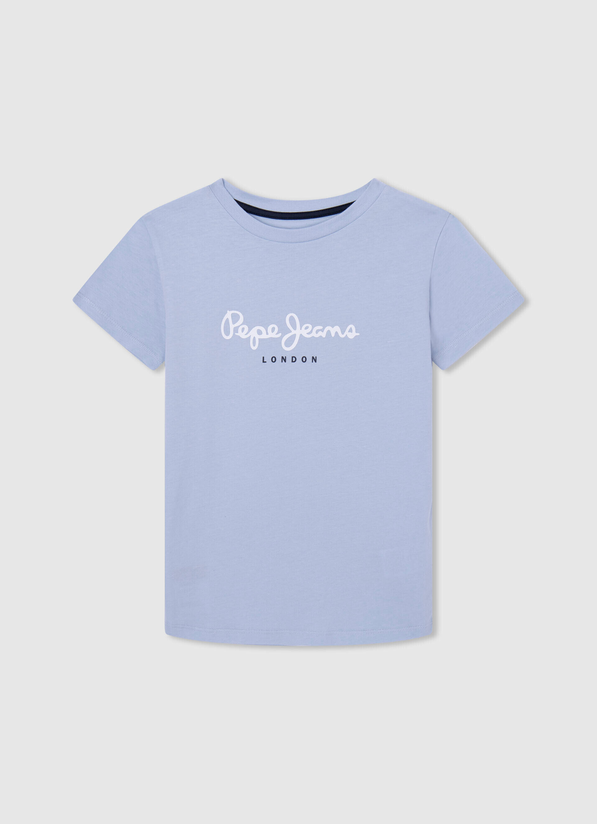 Camiseta de algodão com logo estampado - azul claro