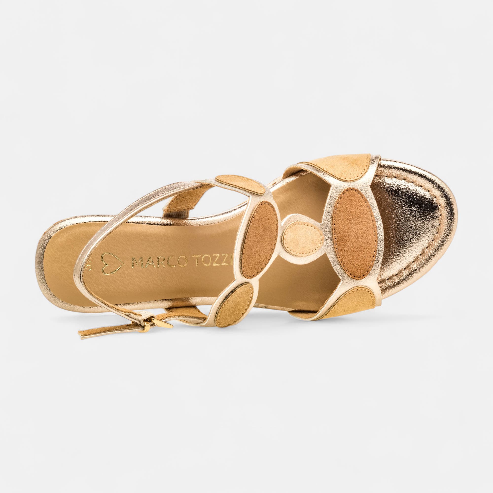 Nu-pieds à talon compensé Femme or