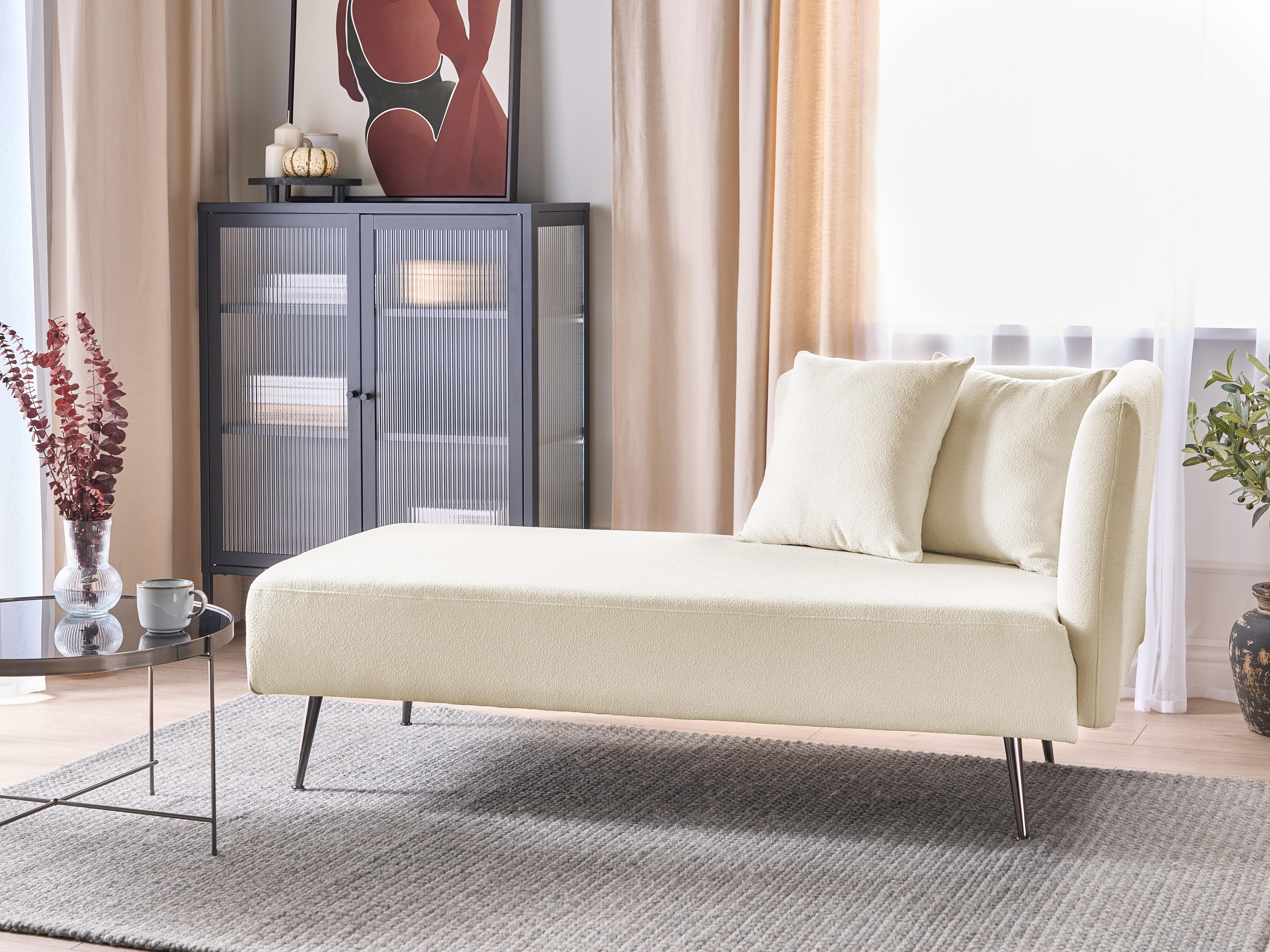 Rechtszijdige chaise longue RIOM Bouclé Gebroken wit