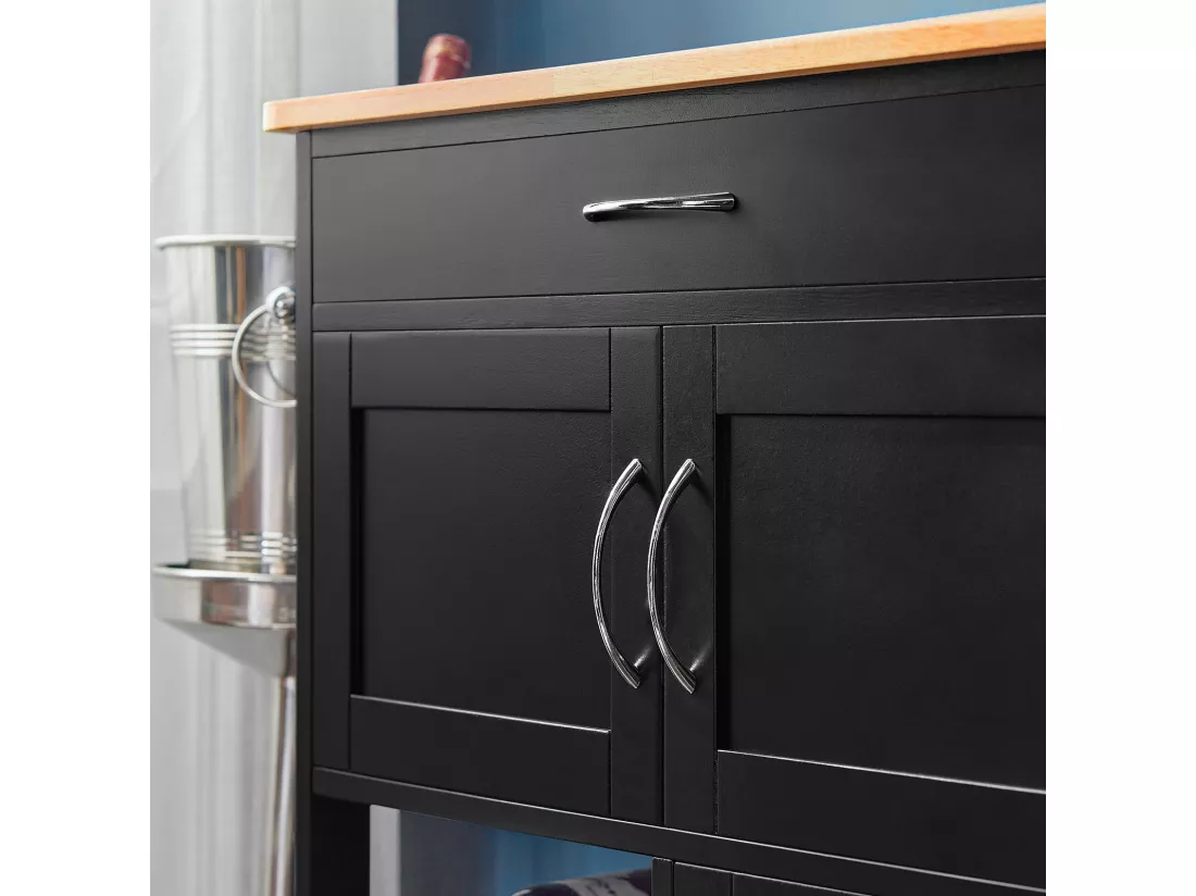 Desserte Chariot De Cuisine De Service Roulant, Meuble Armoire De Rangement Cusine Noir, Fkw45-sch