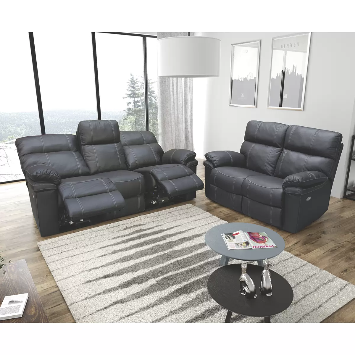 3er Sofa Malta Schwarz