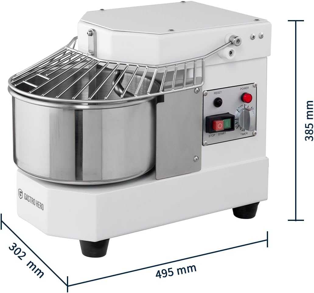Teigknetmaschine 8 L I Knetmaschine Pizzateig für Gastronomie I Spiralteigmaschine mit Timer I Knetmaschine Brotteig I Teigrührmaschine