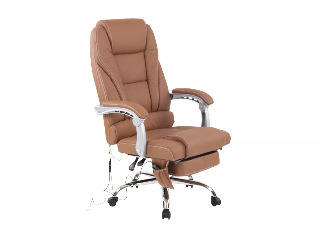 Chaise de bureau - Véritable cuir - Marron clair - Pacific