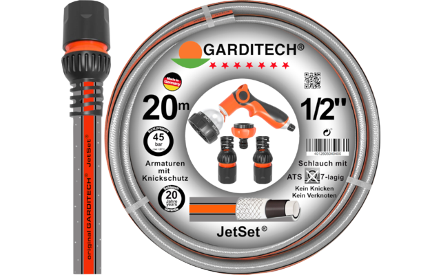 Garditech JetSet Premiumschlauchset mit Armaturen 20 m