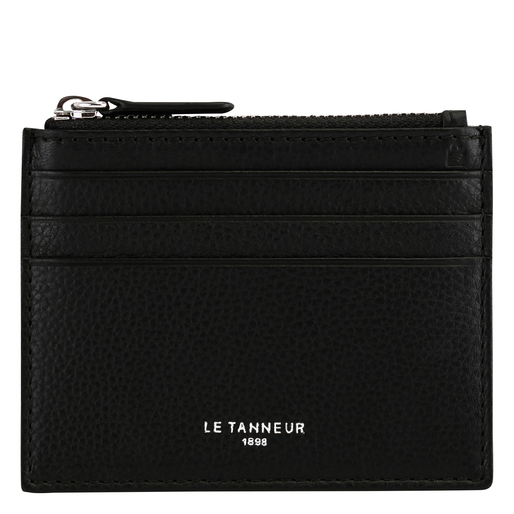 CHARLES - Porte cartes zippé en cuir grainé | Noir