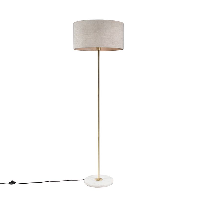 Vloerlamp messing met grijze kap 50 cm - Kaso