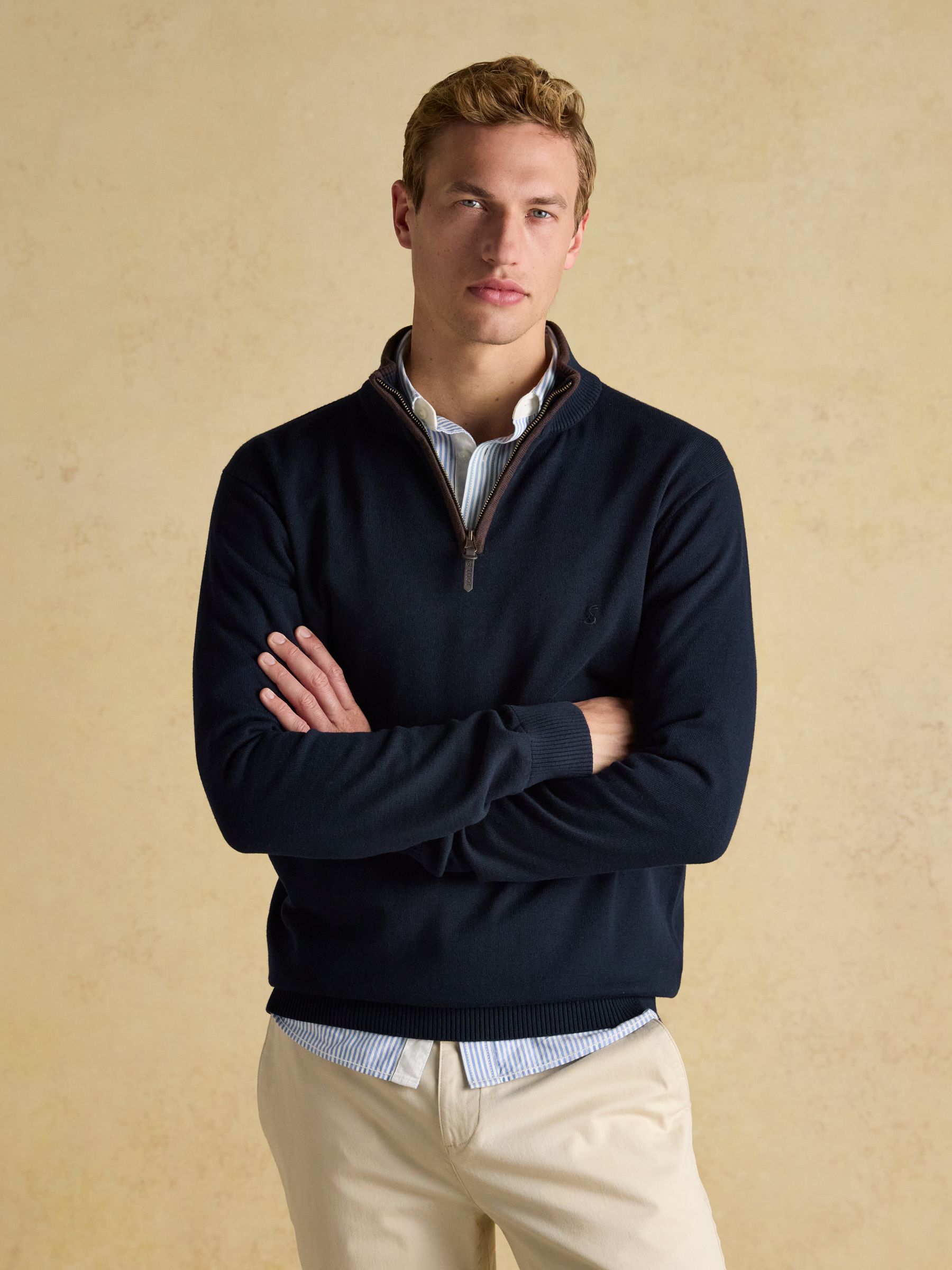 Groen en marineblauw - Joules Hillside Quarter Zip Knitted Jumpers 2 Pack