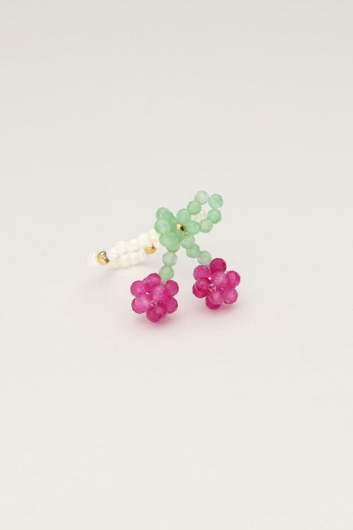 Art elastieken ring met cherry