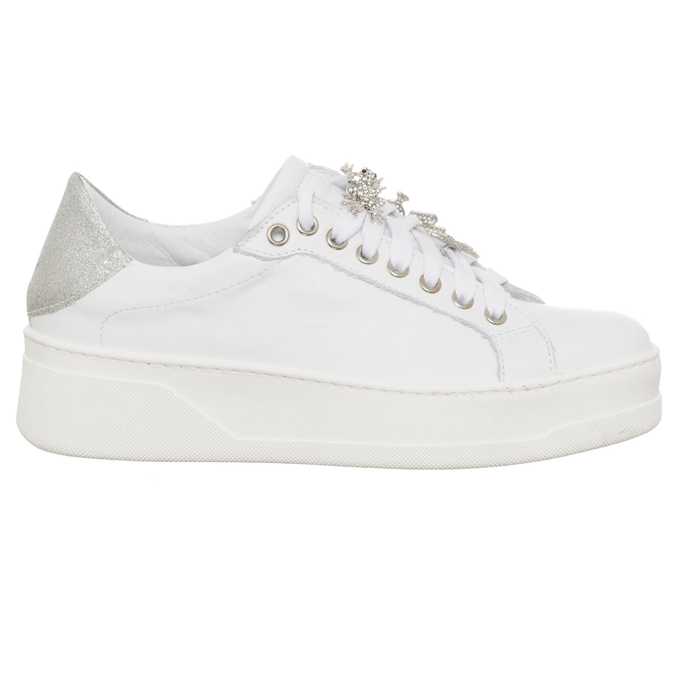 Loretta Pettinari Sneakers en Cuir Onna blanc/argenté