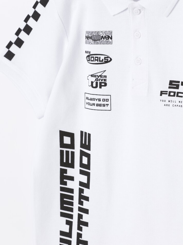 Camisa polo estampada - Branca