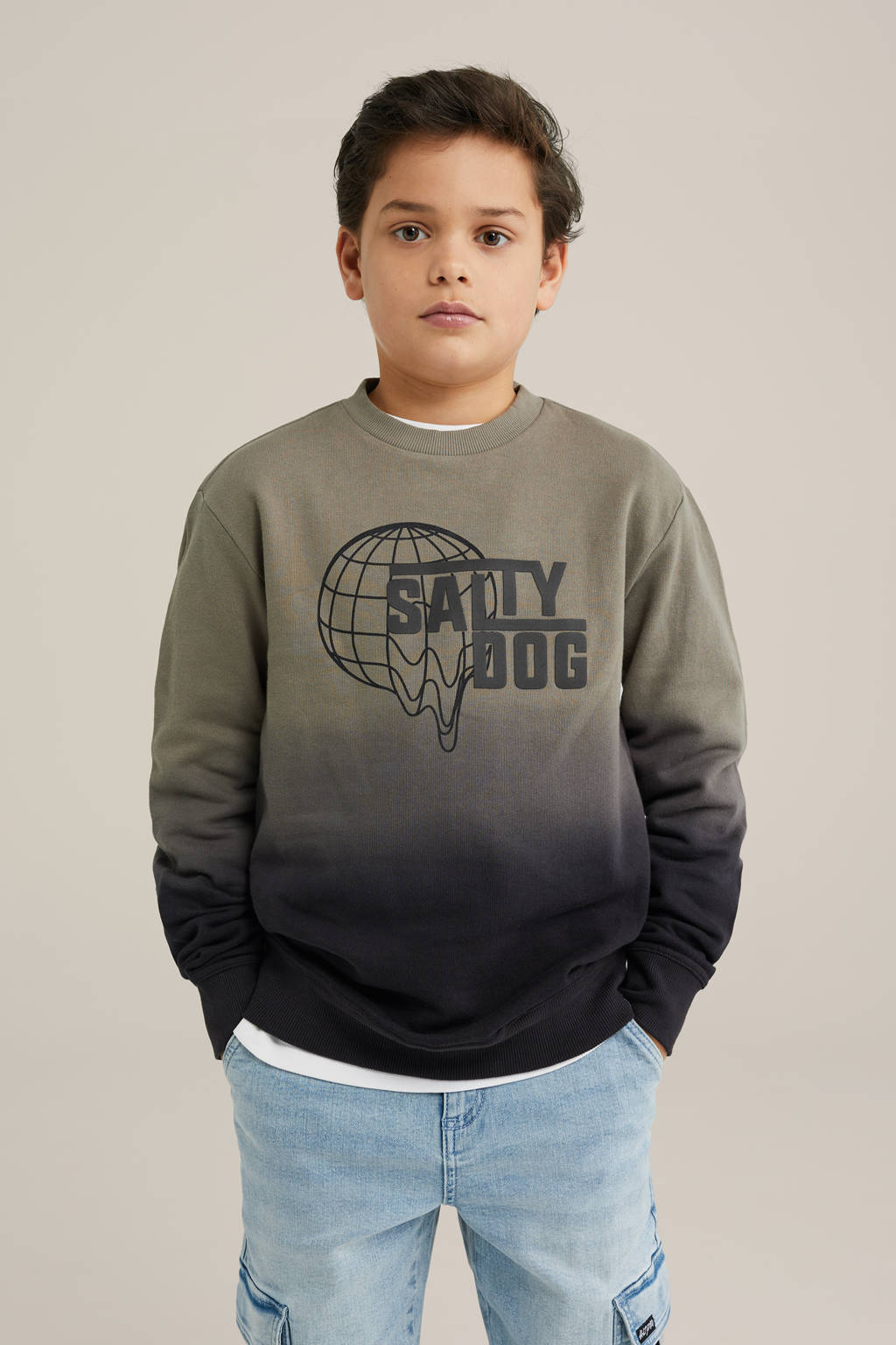 WE Fashion sweater donkergroen