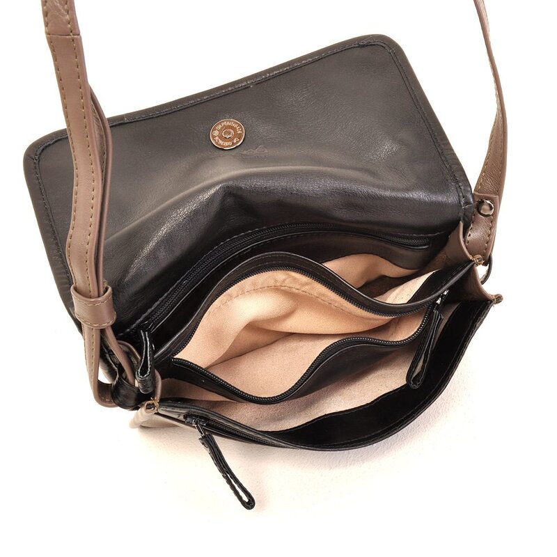 Berba Soft Crossbody Tas Taupe – Zwart