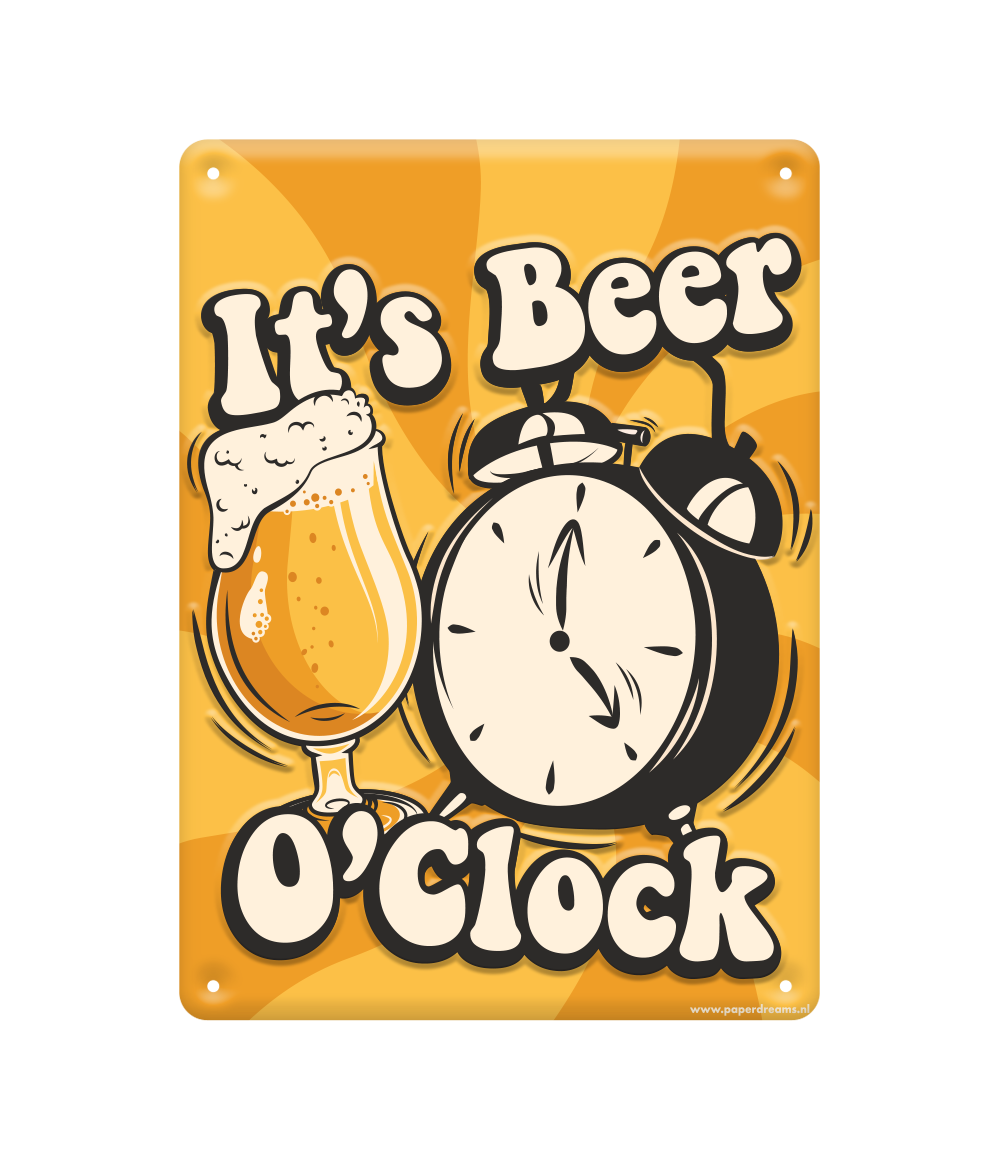 Metalen Bord Beer O'Clock