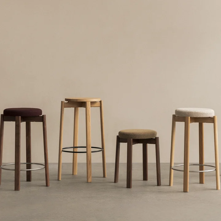 Audo - Passage Hocker, Eiche natur / beige (Stoff Audo Bouclé 02)