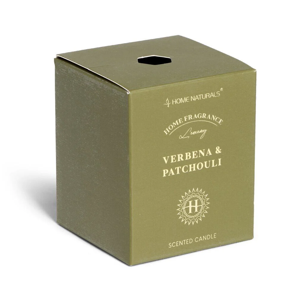 Bougie senteur verveine patchouli dans pot en verre Ø6,4xH7,9cm vert