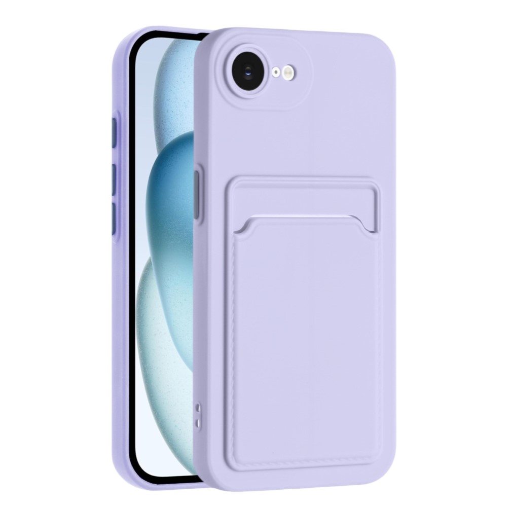 iPhone 16e Gummi Case Hülle mit Kartenfach - Lila / Orange