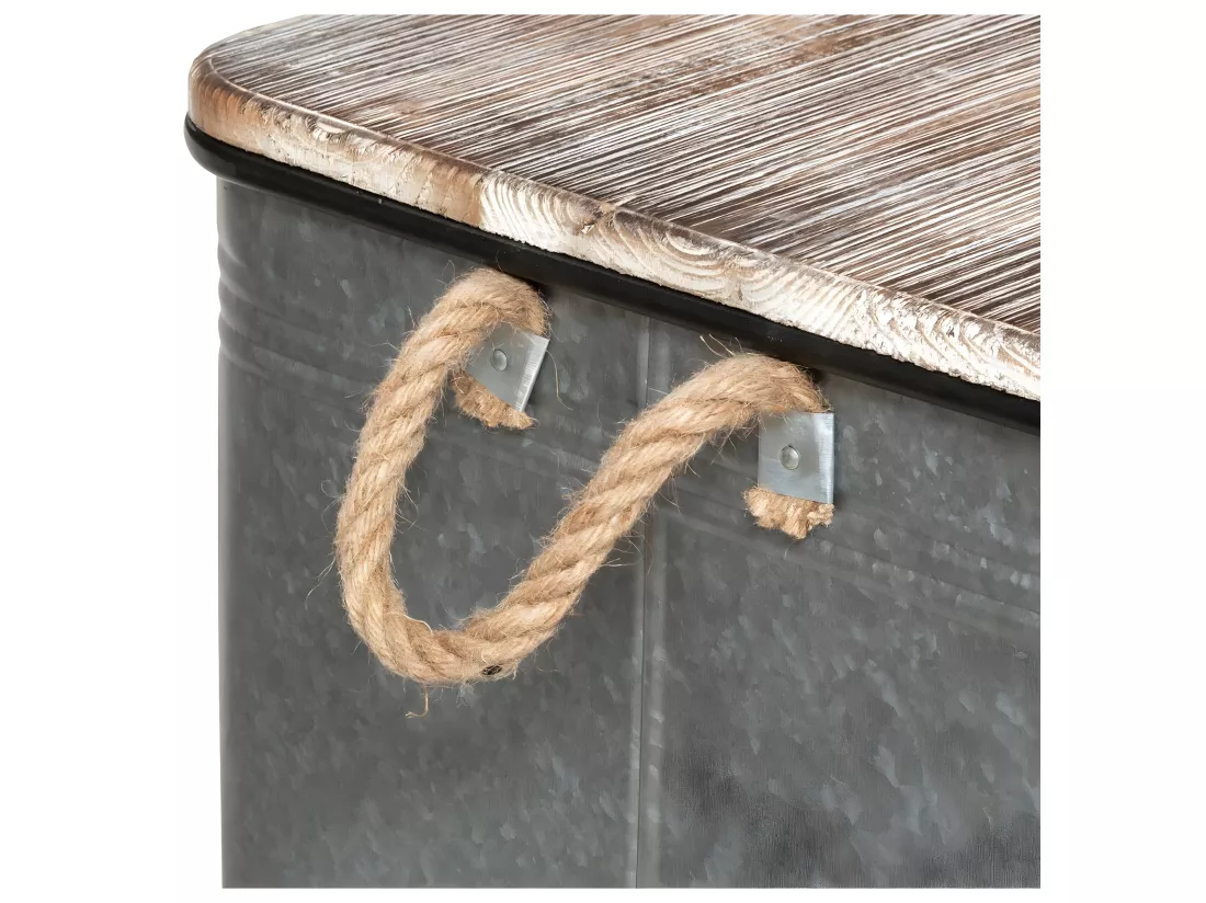 Set de 3 Malles en Métal zinc et Bois déco