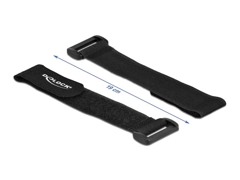 Delock Klettkabelbinder Schwarz 190 mm x 25 mm 5 Stück Delock Klett-Kabelbinder mit Schlaufe L 190 x B 25 mm schwarz 5 Stück