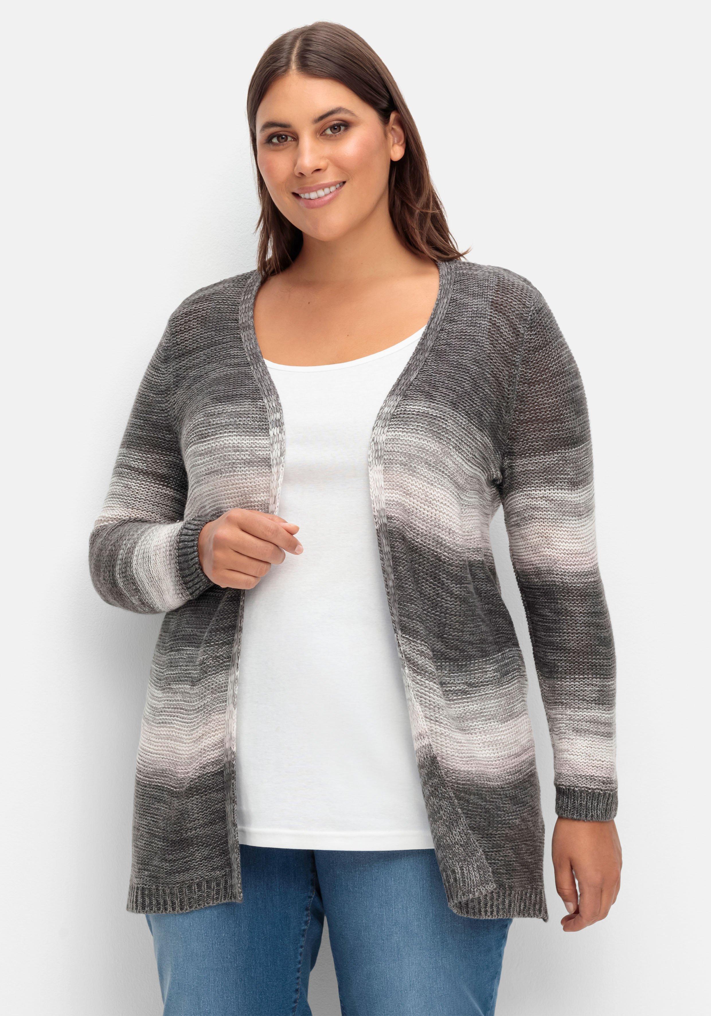 Verschlusslose Longstrickjacke mit Farbverlauf