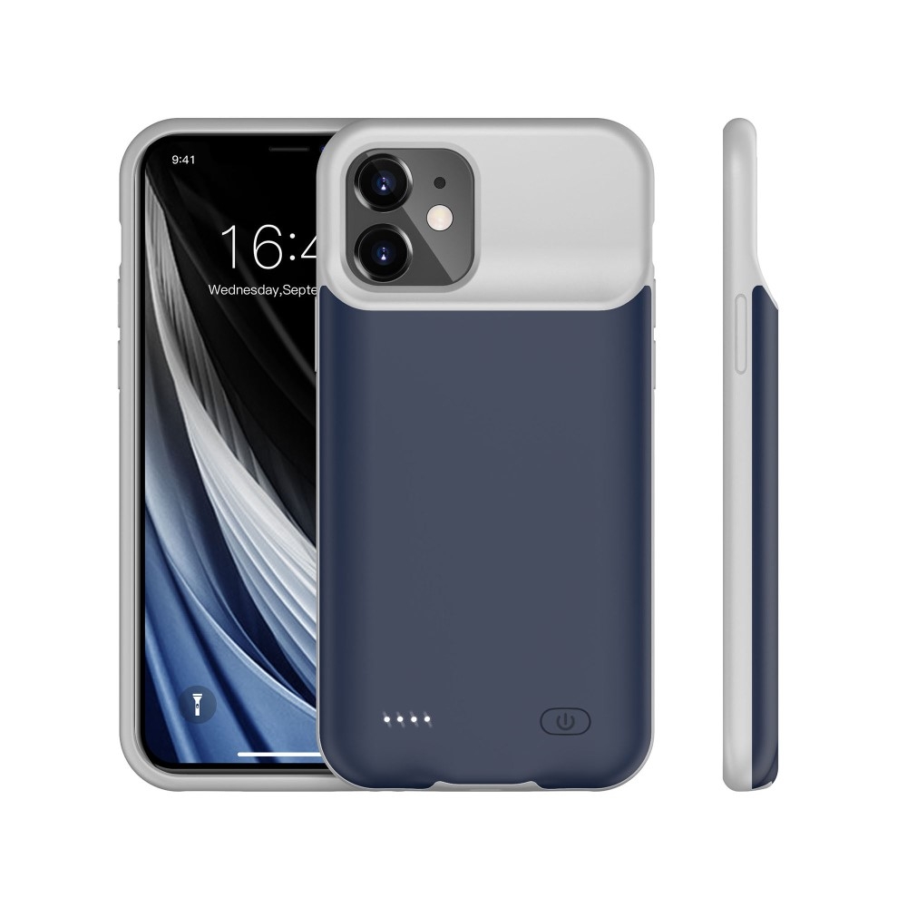 iPhone 12 Mini Backpack Akku Case (6000mAh) Schutzhülle - Blau / Grau