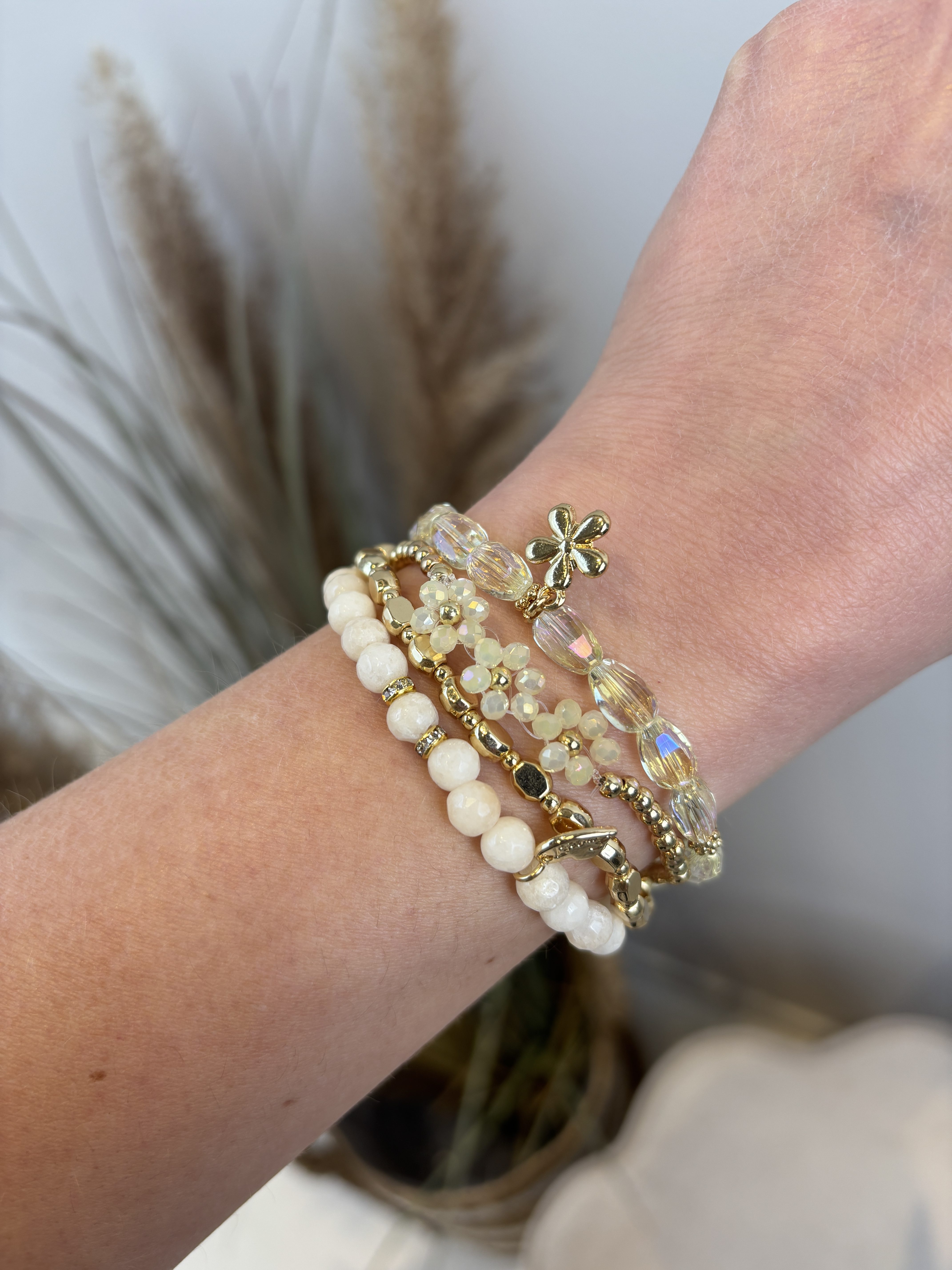 Armbanden Set Ecru Bloem