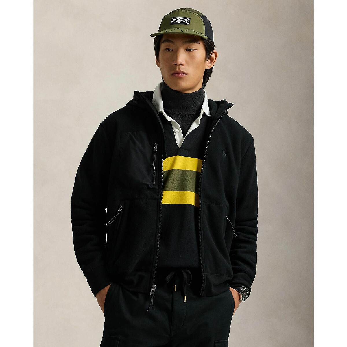 POLO RALPH LAUREN<br>Moletom com zíper em piqué