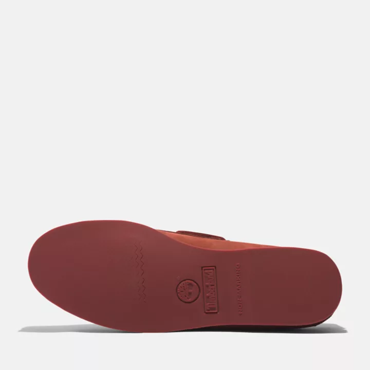 Chaussures bateau classique en cuir pour homme en rouge foncé