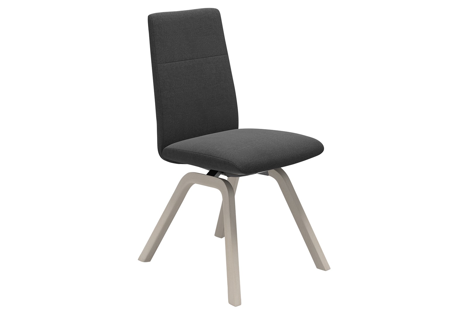 Chilli spisestol Tekstil Dahlia Grey. Lav rygg med hvitlasert D200 understell