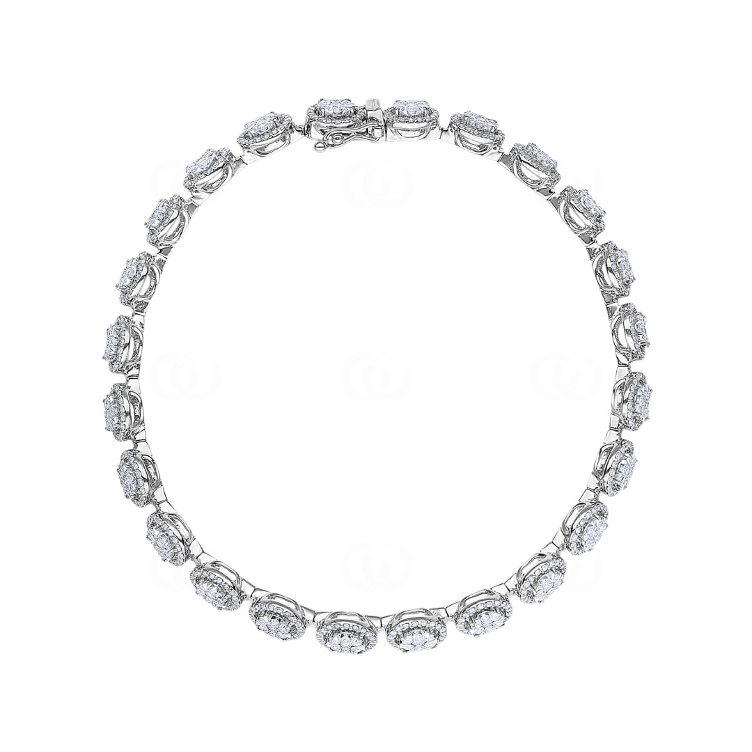 3.00 Karat Diamanten Halo Tennisarmband 750/18 K Weissgold
