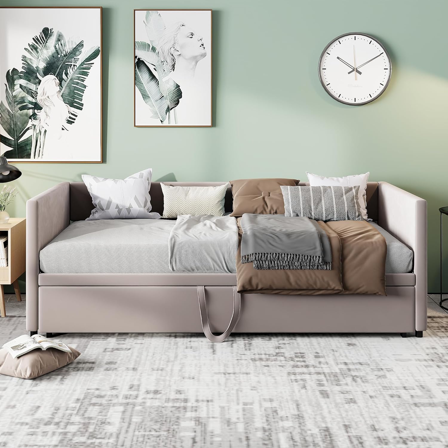 Schlafsofa 90/180 x 200 cm,Schlafsofa mit Bettkasten,Tagesbett Ausziehbar,Schlafcouch Ausziehbar Schlafsofa 200 cm Breit Bett Ausziehbar Zum Doppelbett,ohne Matratze (Grau, 90/180 x 200 cm)