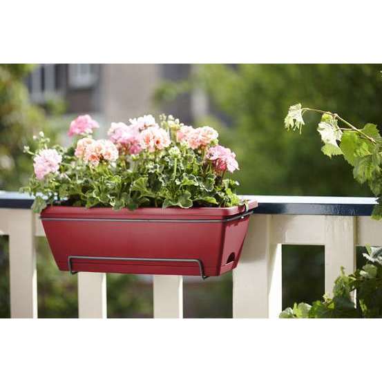 Jardinière barcelona en plastique rouge - 50x28,6x21,4 cm