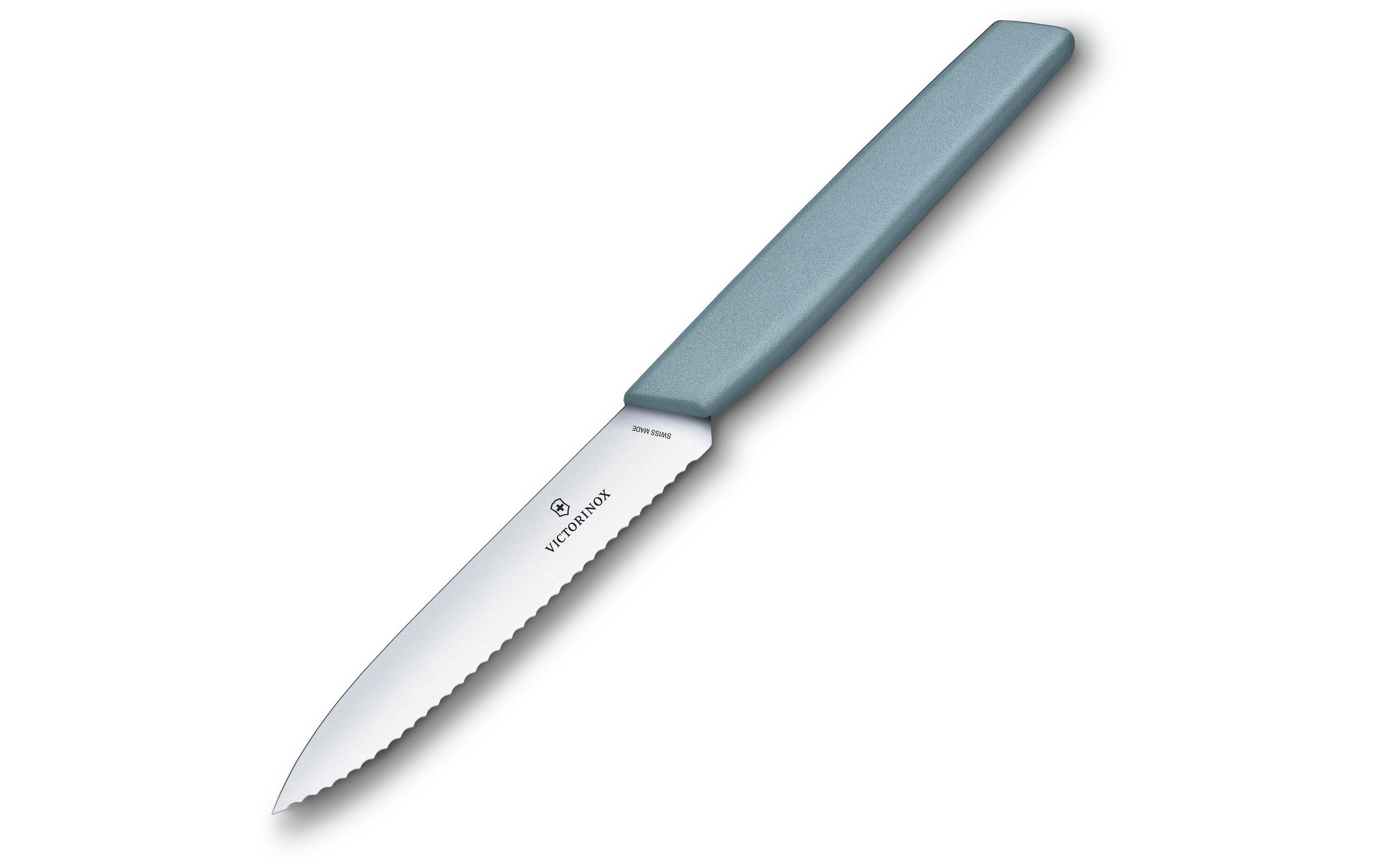 Gemüsemesser Swiss Modern mit Wellenschliff 10 cm, HellblauGemüsemesser