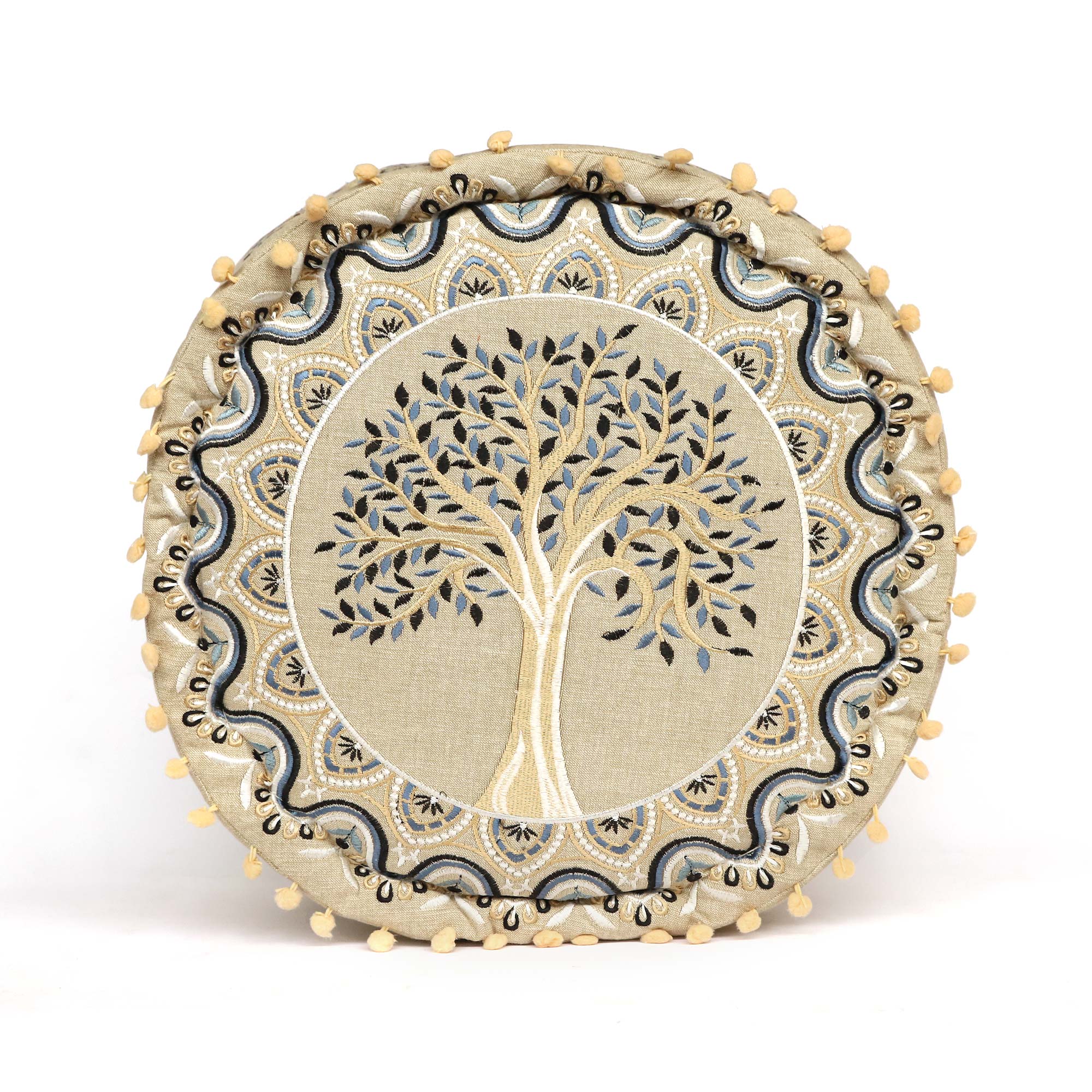 Pouf 'Baum', beige, multicolor, Ø 40 cm, H 20 cm von fischer's lagerhaus