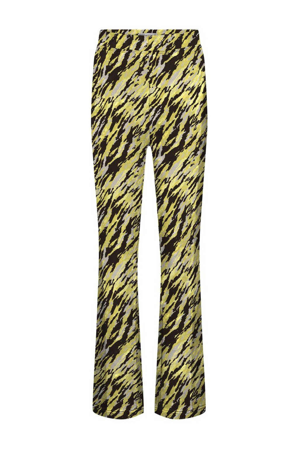 ONLY flared broek KOGPAIGE met all over print geel/zwart