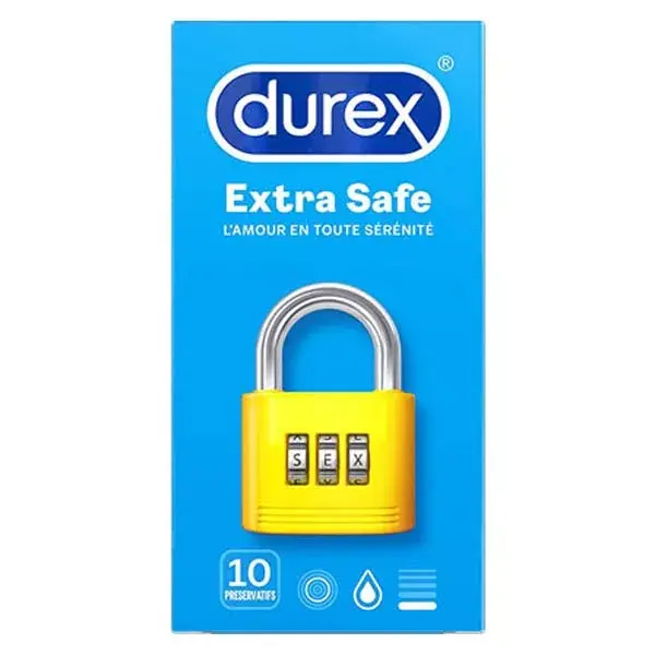 Durex Extra Safe, 10 preservativos extra lubrificados